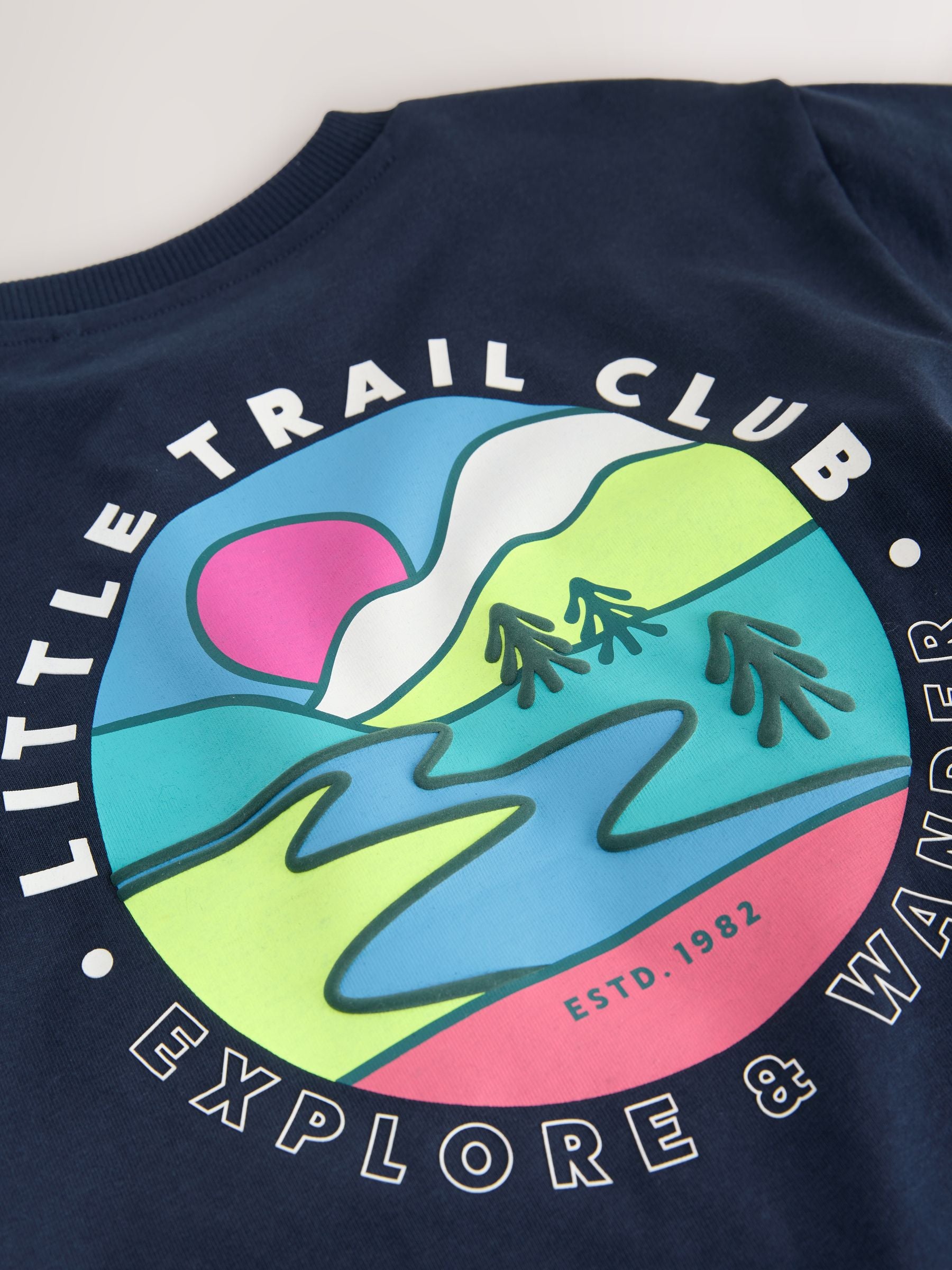 Navy Blue Trail Scene Short Sleeve Back Print T-Shirt (3mths-7yrs) image 8