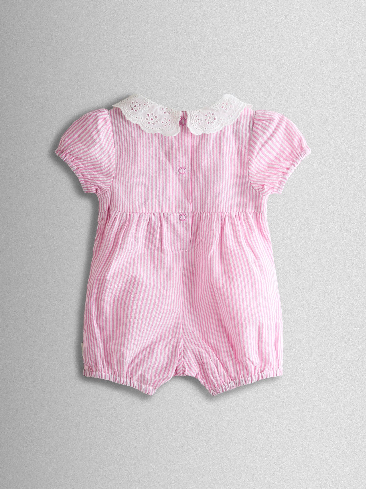 JoJo Maman Bébé Pink Flopsy Embroidered Stripe Romper image 3