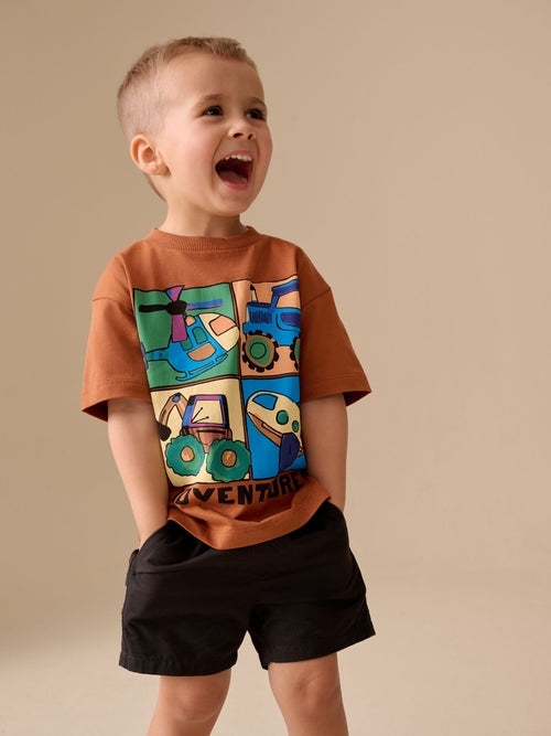 Rust Brown Vehicles Short Sleeve Graphic T-Shirt (3mths-7yrs) image 1