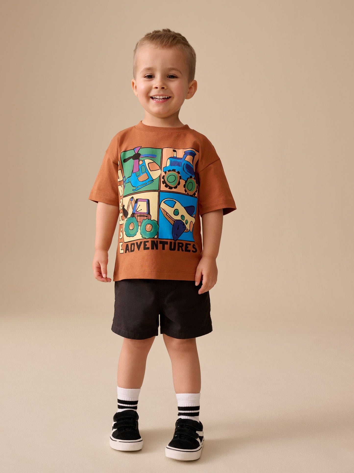 Rust Brown Vehicles Short Sleeve Graphic T-Shirt (3mths-7yrs) image 2