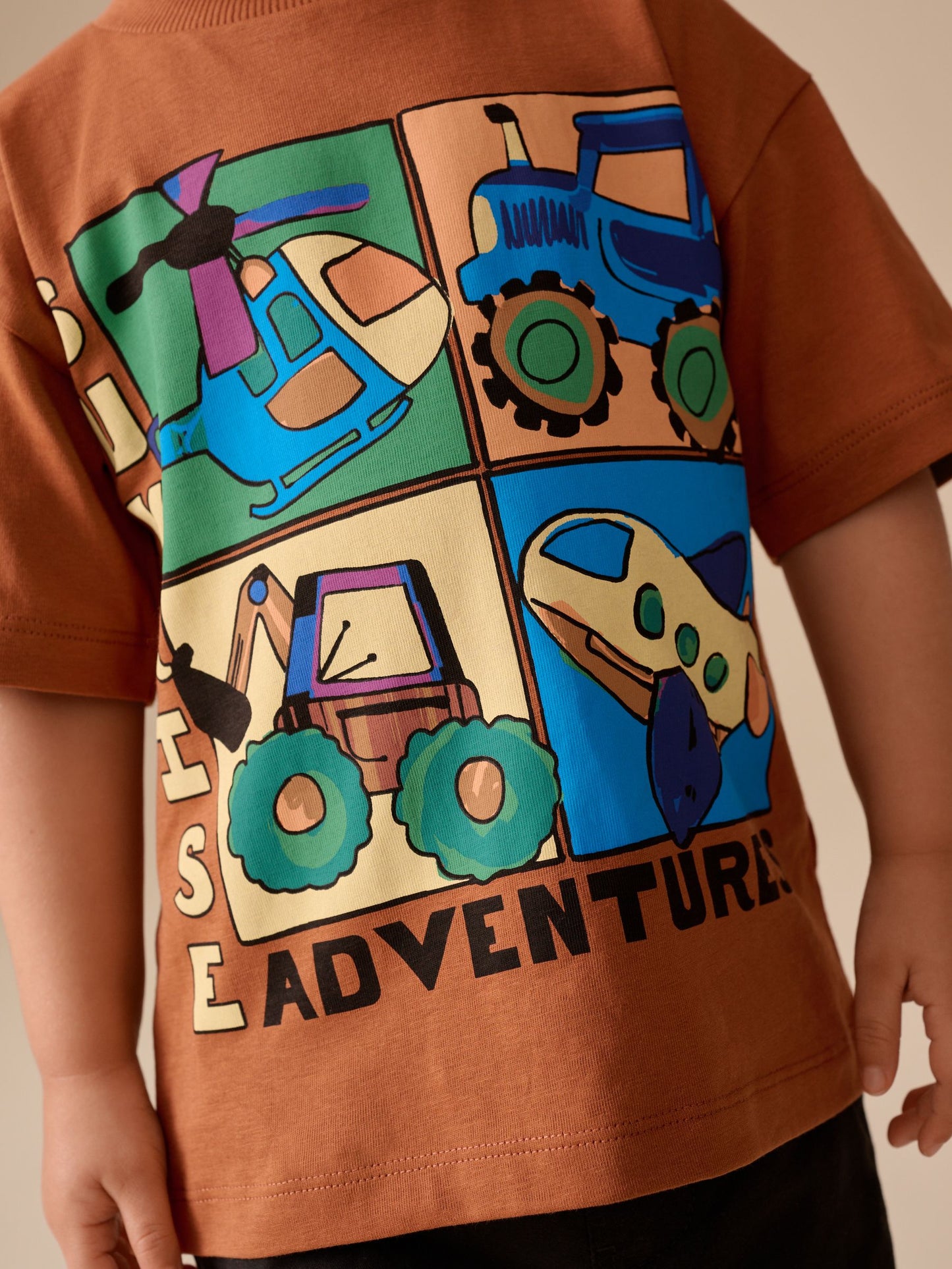 Rust Brown Vehicles Short Sleeve Graphic T-Shirt (3mths-7yrs) image 4