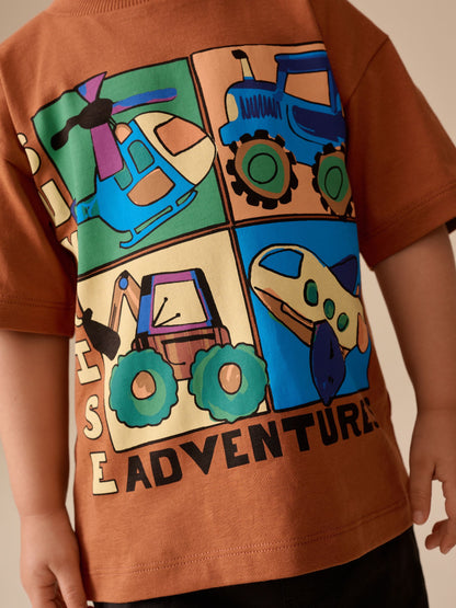 Rust Brown Vehicles Short Sleeve Graphic T-Shirt (3mths-7yrs) image 4