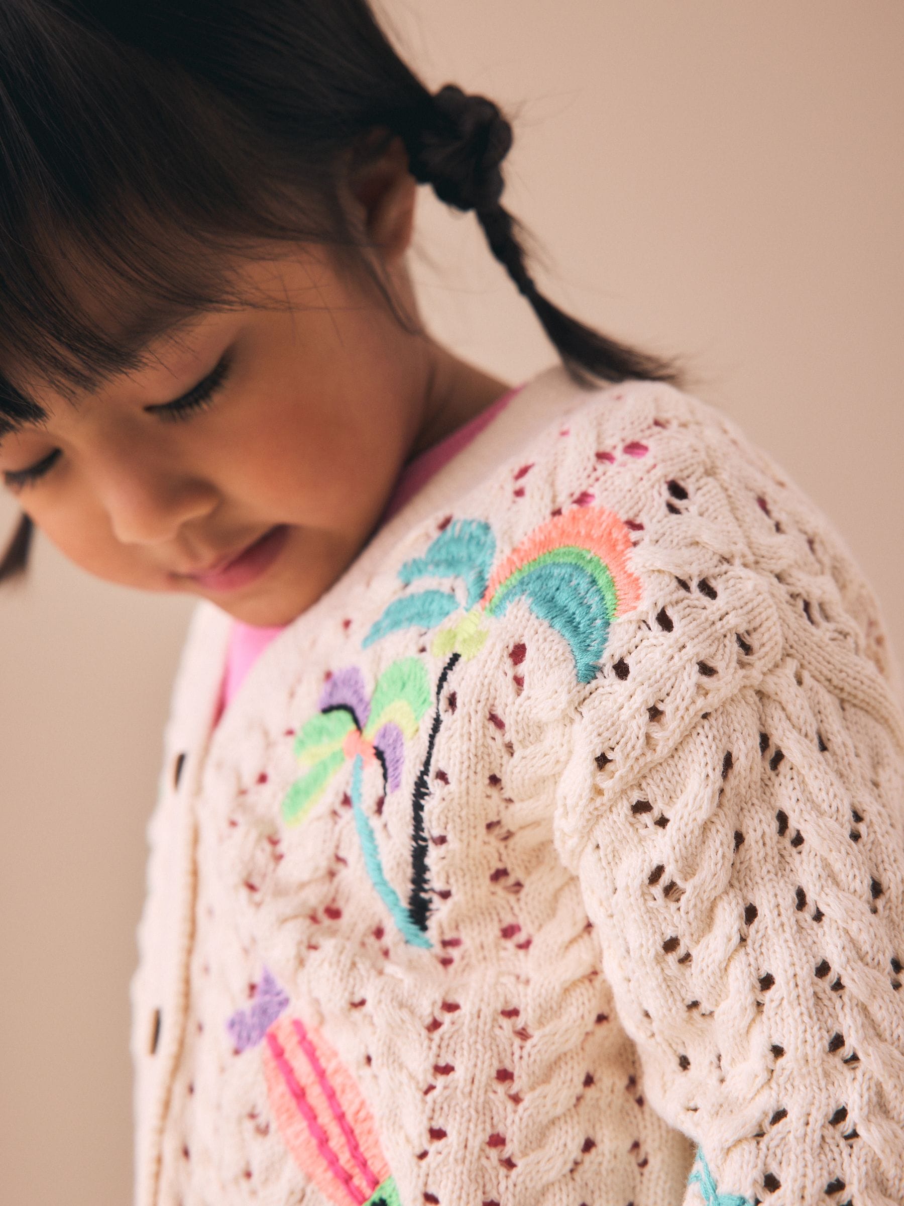 Dsiney Kidz - Ecru Fluro Embroidered Crochet Cardigan (3mths-7yrs) image 4