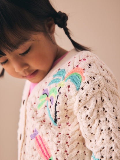 Dsiney Kidz - Ecru Fluro Embroidered Crochet Cardigan (3mths-7yrs) image 4