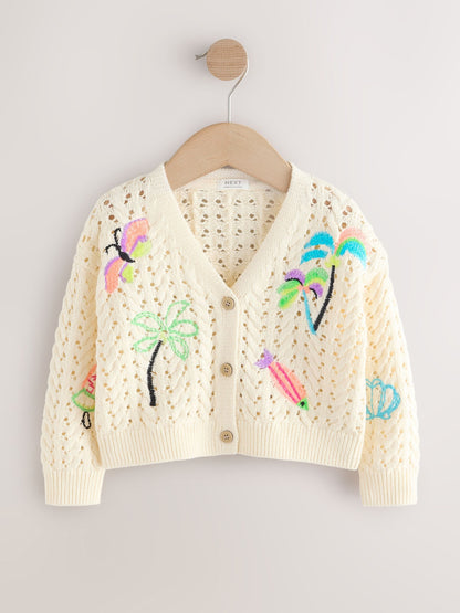 Dsiney Kidz - Ecru Fluro Embroidered Crochet Cardigan (3mths-7yrs) image 5