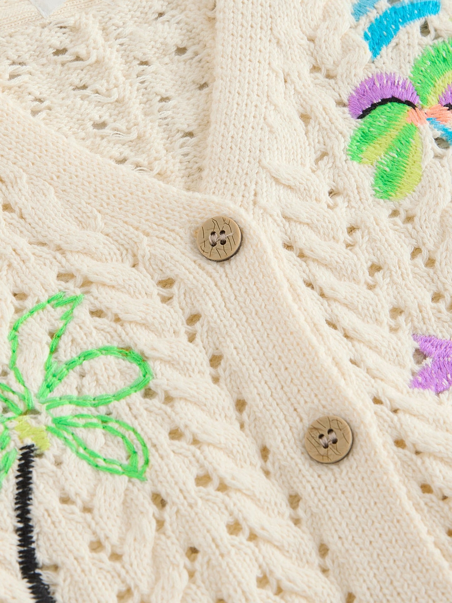 Dsiney Kidz - Ecru Fluro Embroidered Crochet Cardigan (3mths-7yrs) image 8