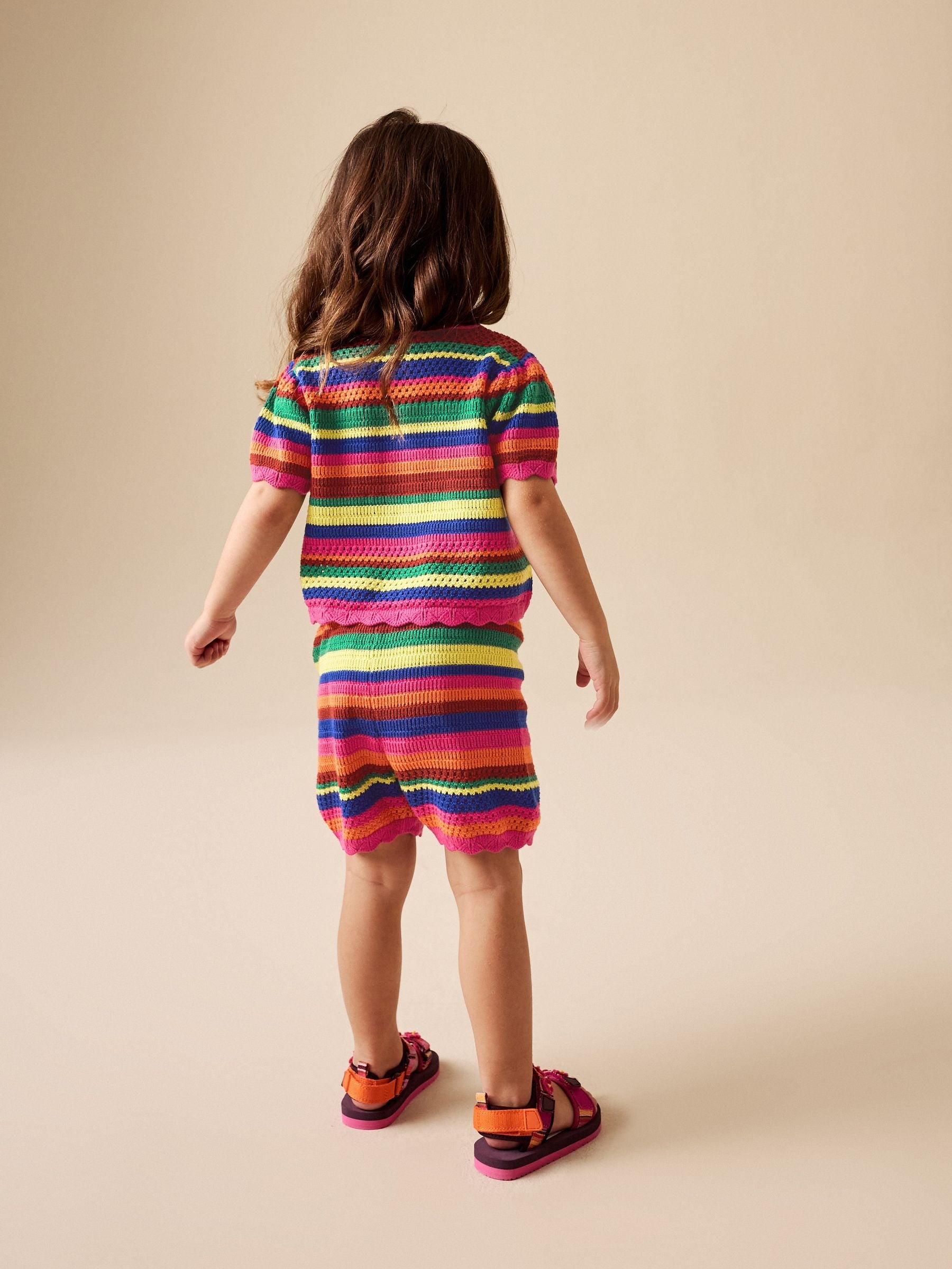 Bright Stripe Knitted Shorts And Cardigan Set (3mths-7yrs) image 3