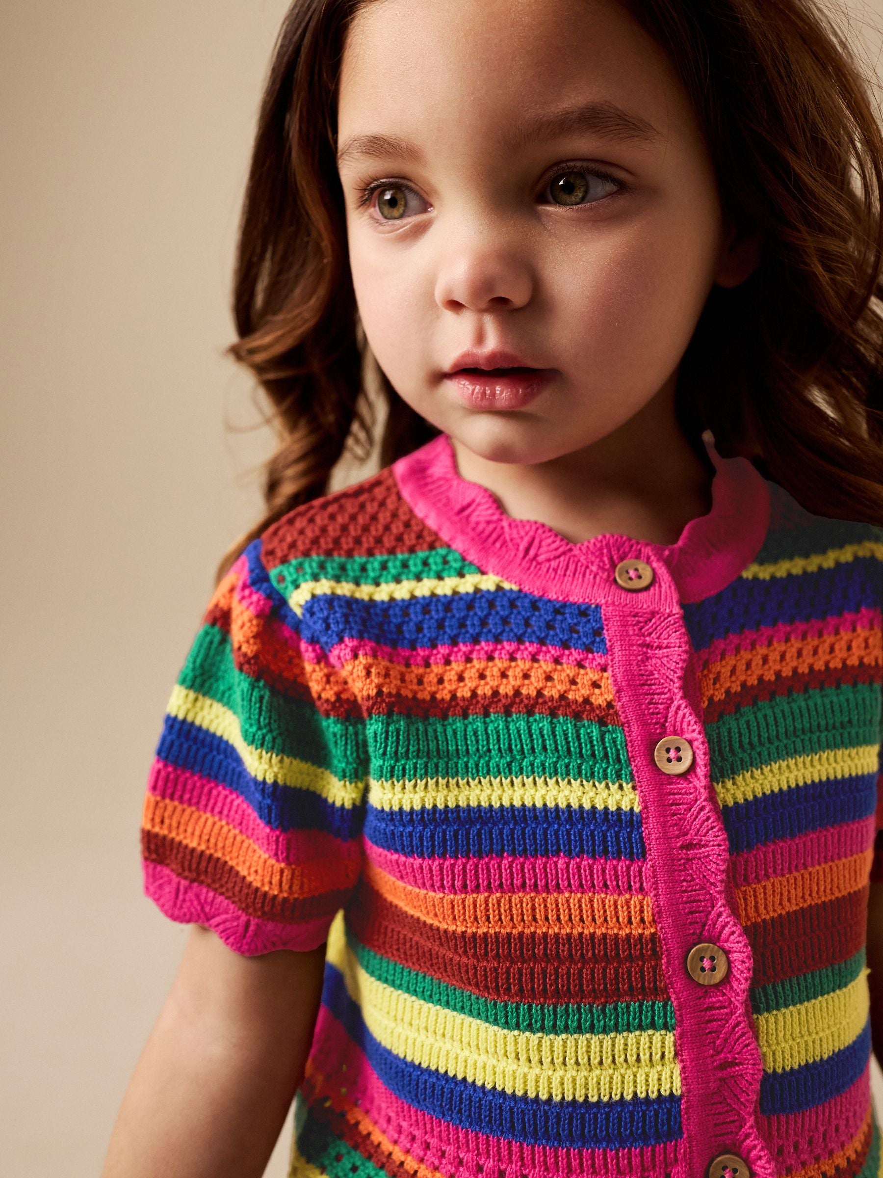 Bright Stripe Knitted Shorts And Cardigan Set (3mths-7yrs) image 4