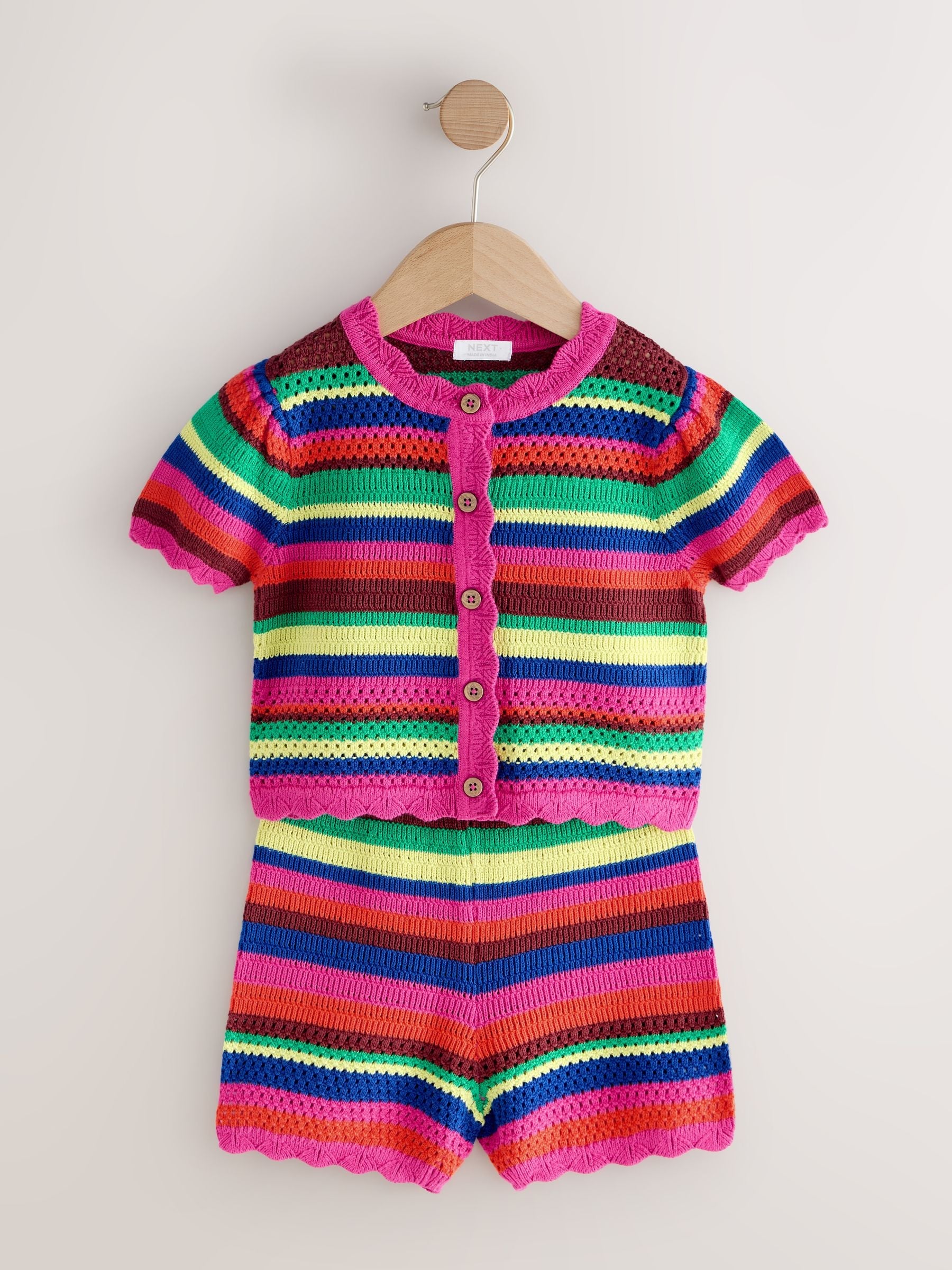 Bright Stripe Knitted Shorts And Cardigan Set (3mths-7yrs) image 5