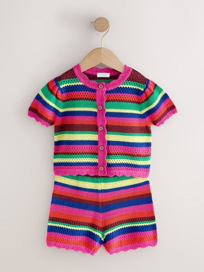Bright Stripe Knitted Shorts And Cardigan Set (3mths-7yrs) image 5