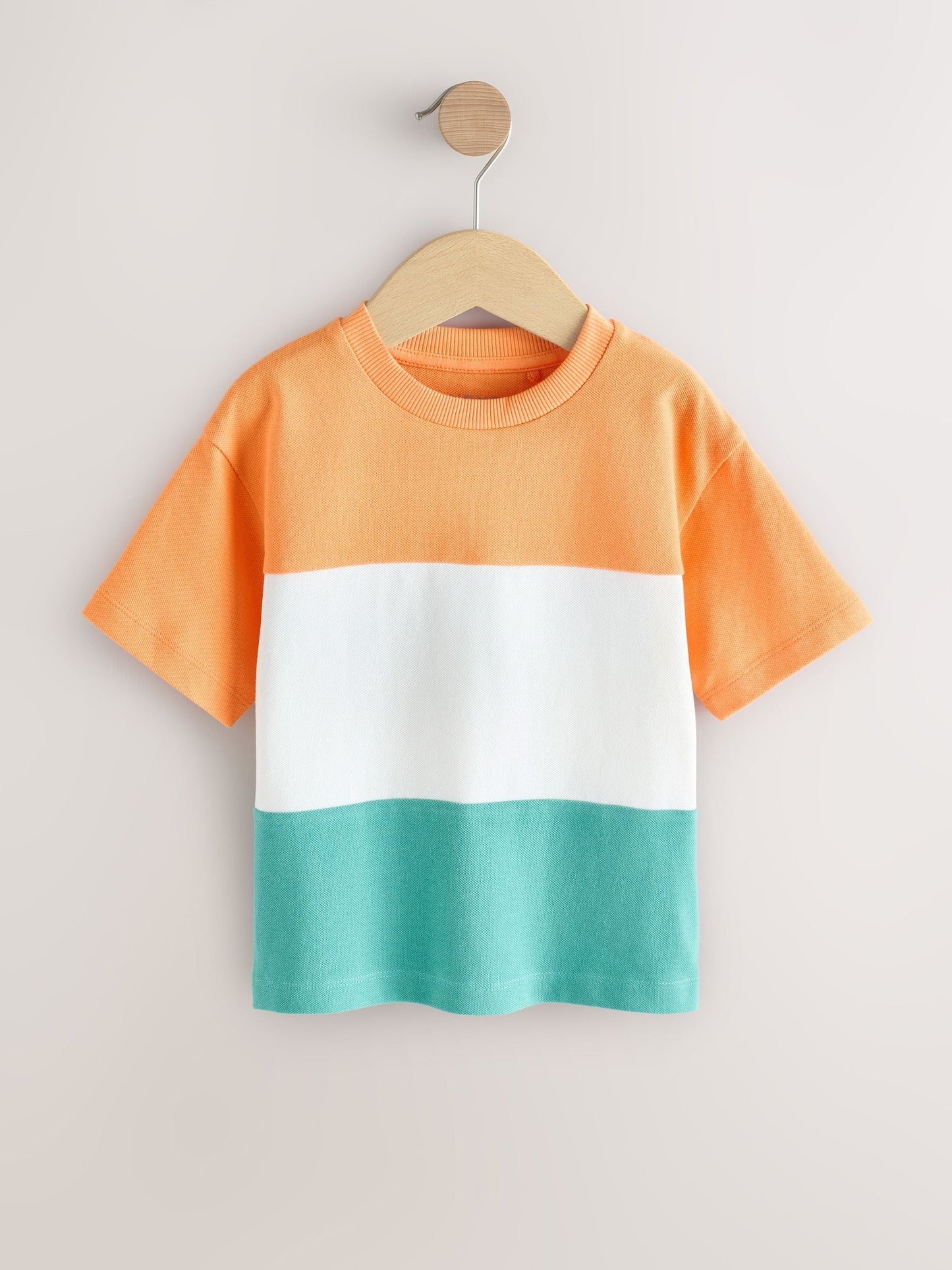 Orange/White/Blue Short Sleeve Colourblock T-Shirt (3mths-7yrs) (3mths-7yrs) image 1