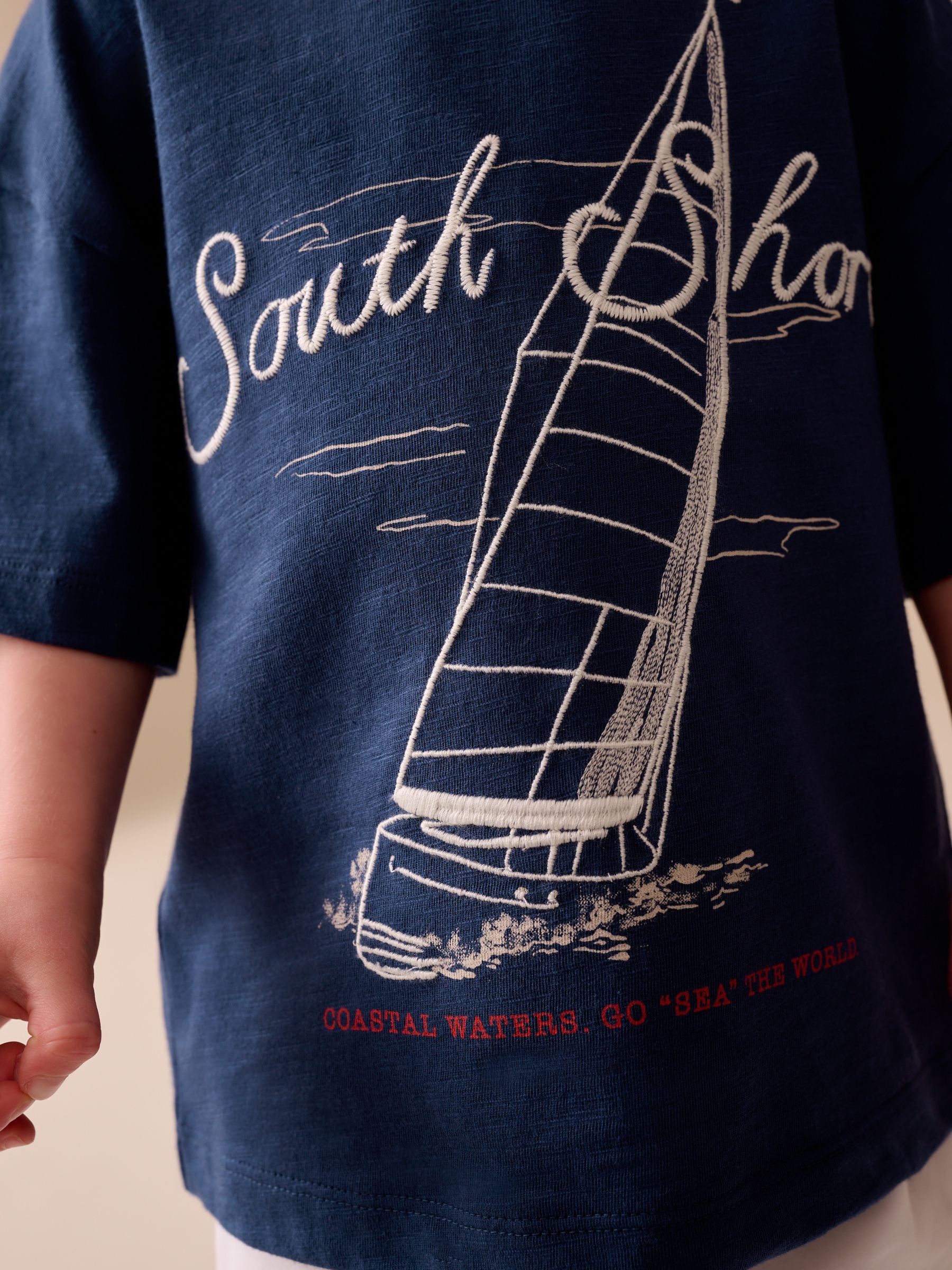 Navy Blue Boat Short Sleeve Graphic T-Shirt (3mths-7yrs) image 4