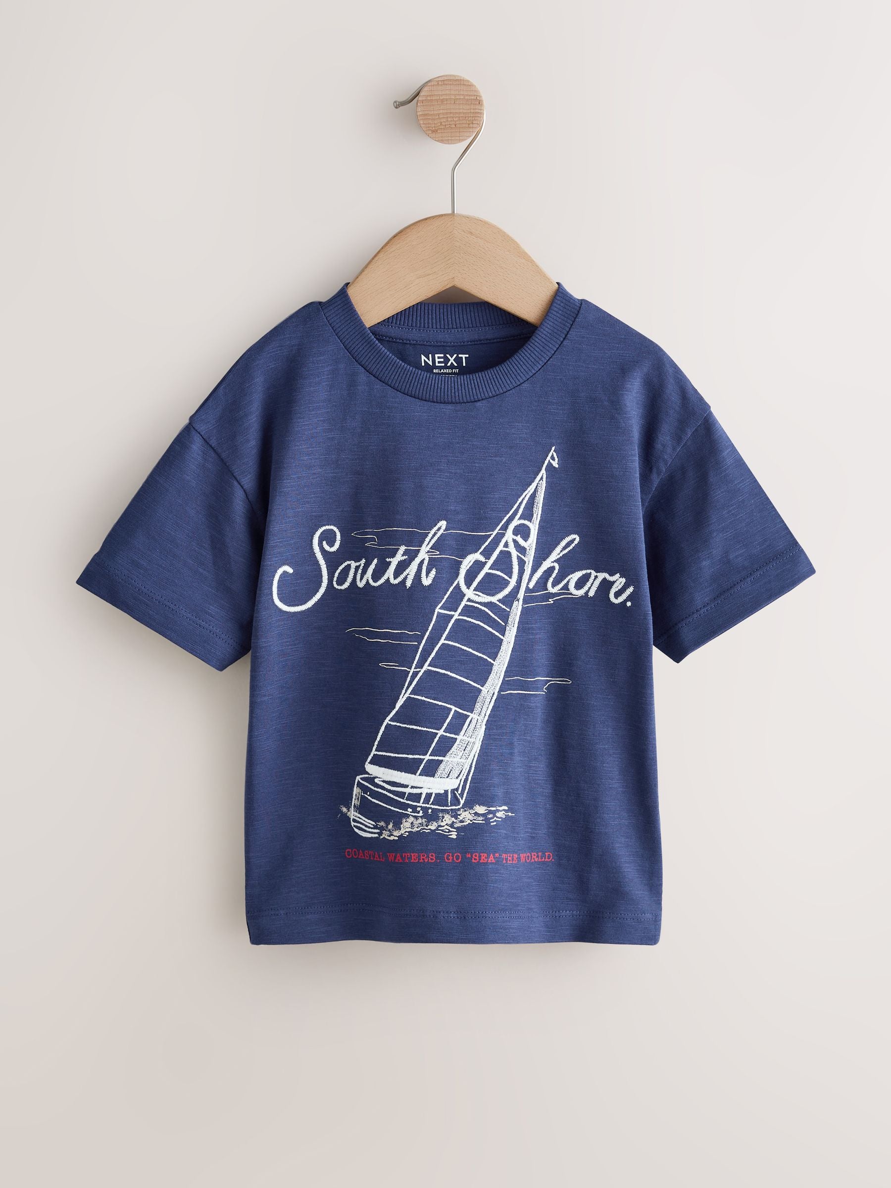 Navy Blue Boat Short Sleeve Graphic T-Shirt (3mths-7yrs) image 5