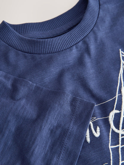 Navy Blue Boat Short Sleeve Graphic T-Shirt (3mths-7yrs) image 7