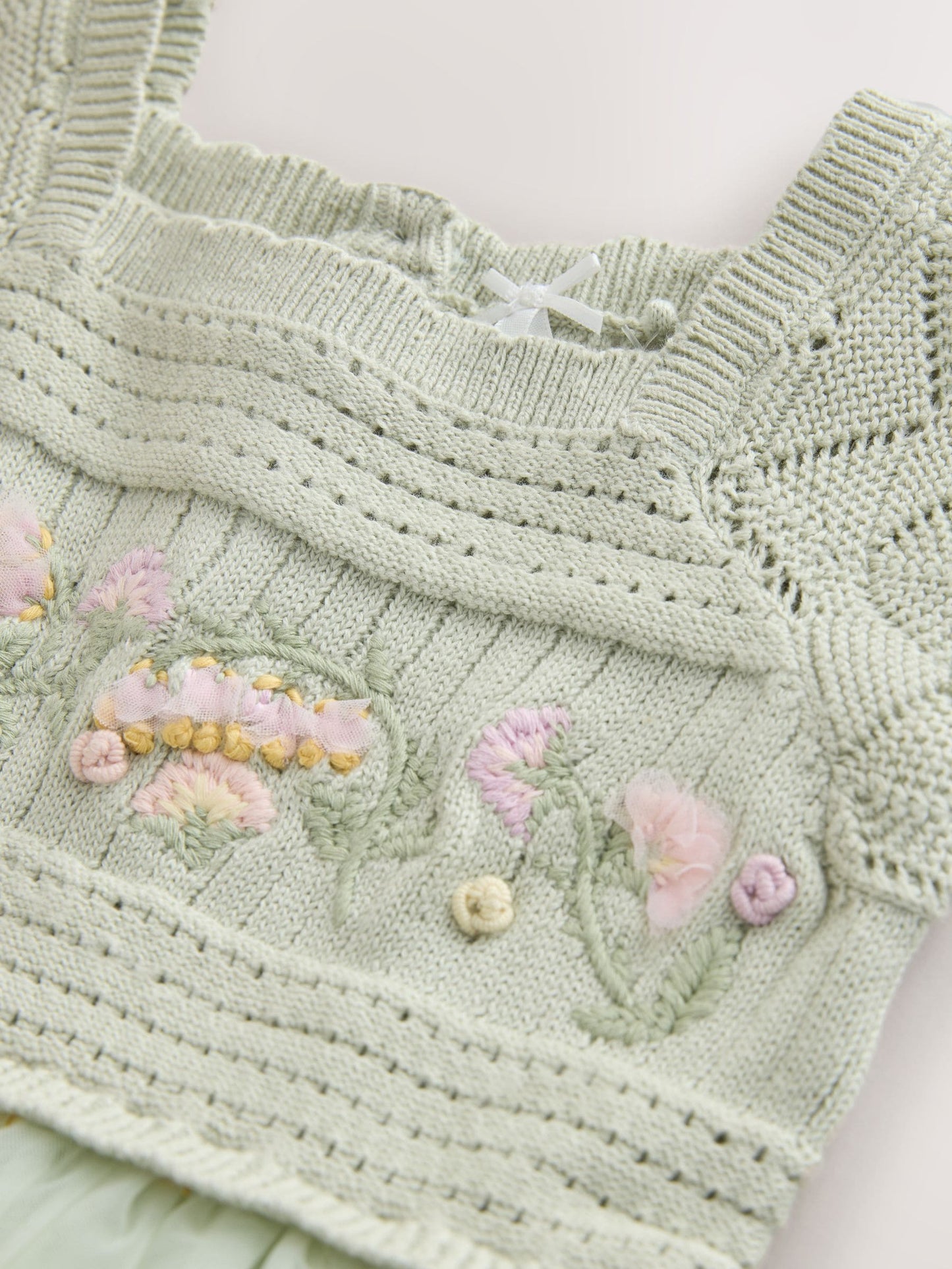 Sage Green Floral Crochet & Tulle Party Dress (3mths-10yrs) image 7