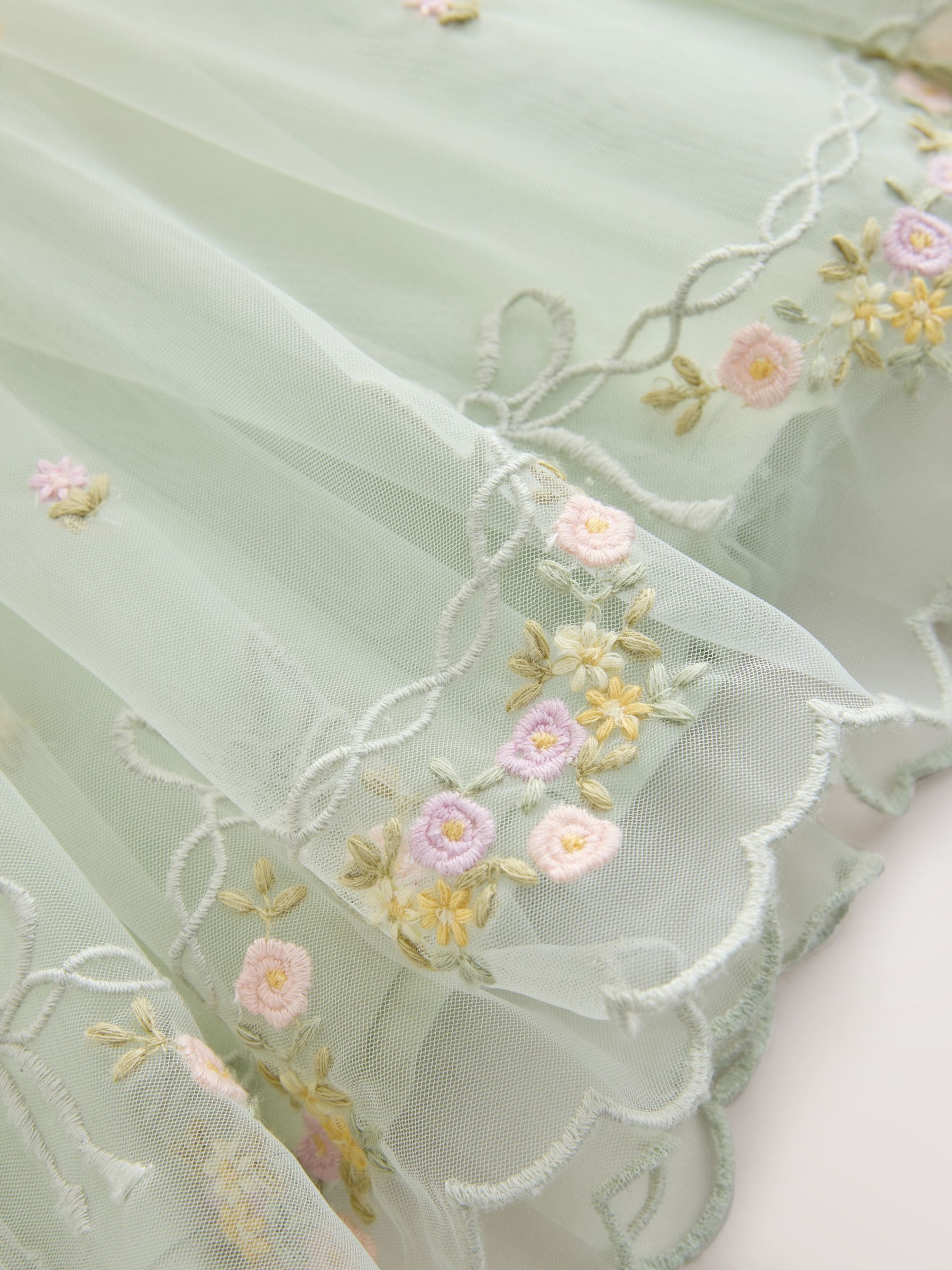 Sage Green Floral Crochet & Tulle Party Dress (3mths-10yrs) image 8