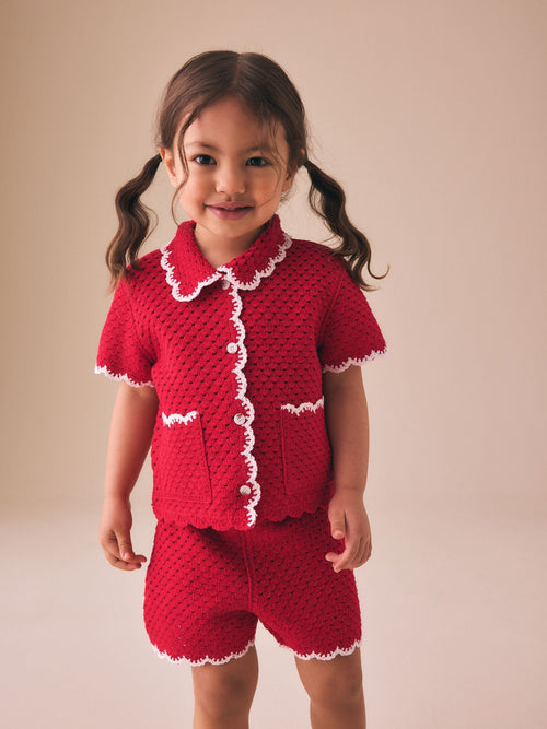 Dsiney Kidz - Red Scallop Edge Crochet Set (3mths-7yrs) image 1