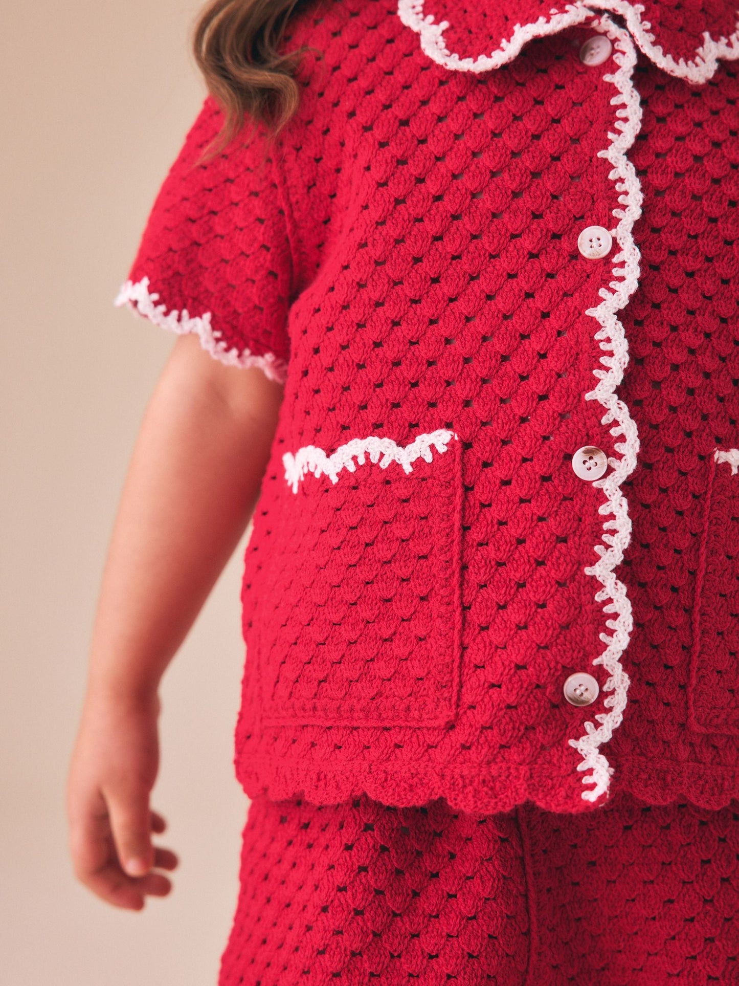 Red Scallop Edge Crochet Set (3mths-7yrs) image 4