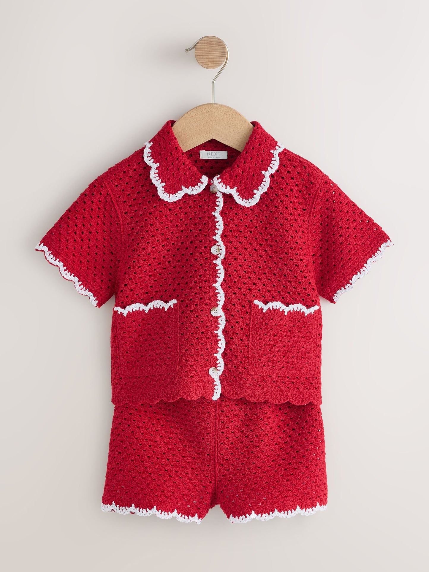 Red Scallop Edge Crochet Set (3mths-7yrs) image 5