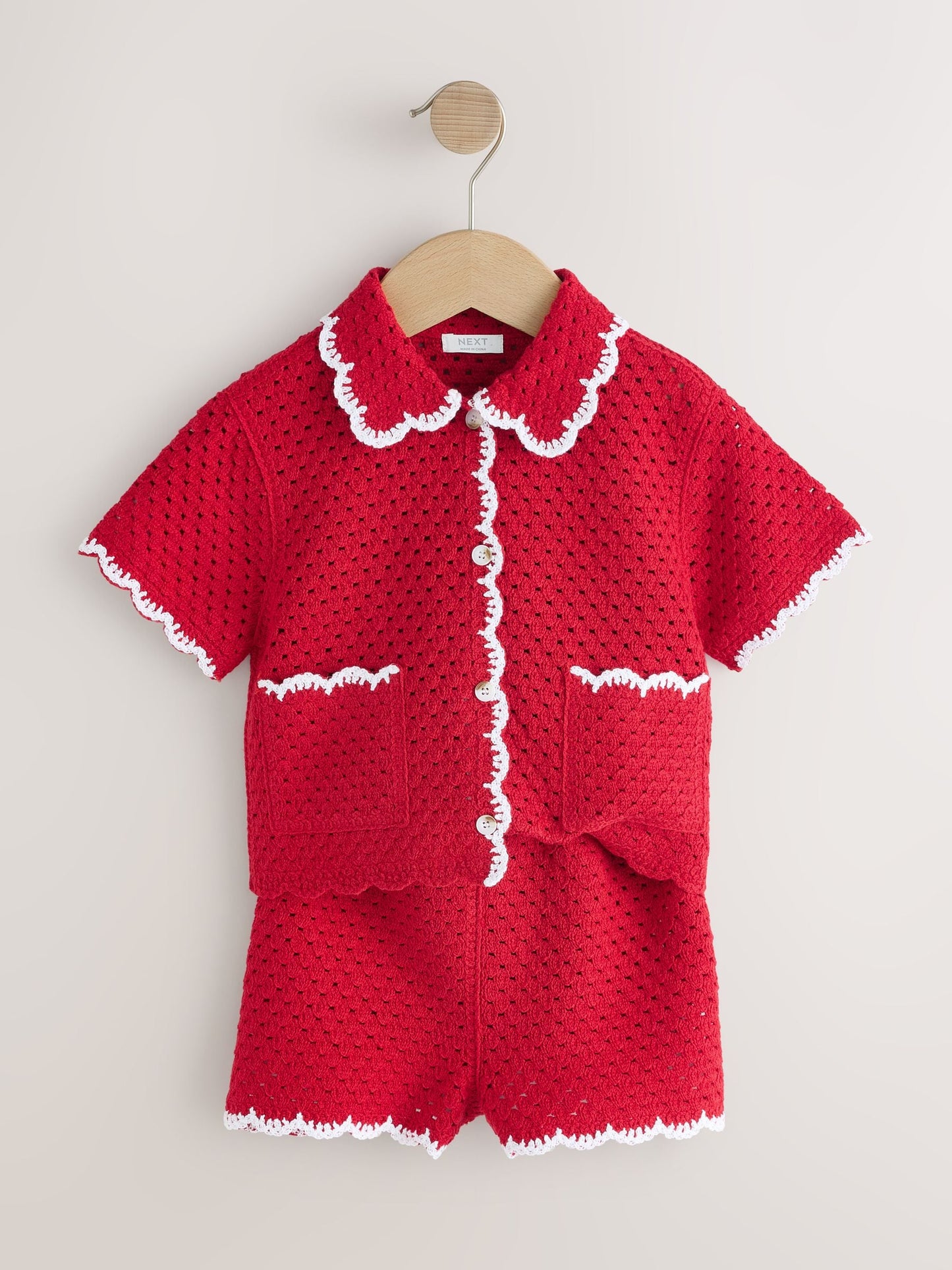 Red Scallop Edge Crochet Set (3mths-7yrs) image 6