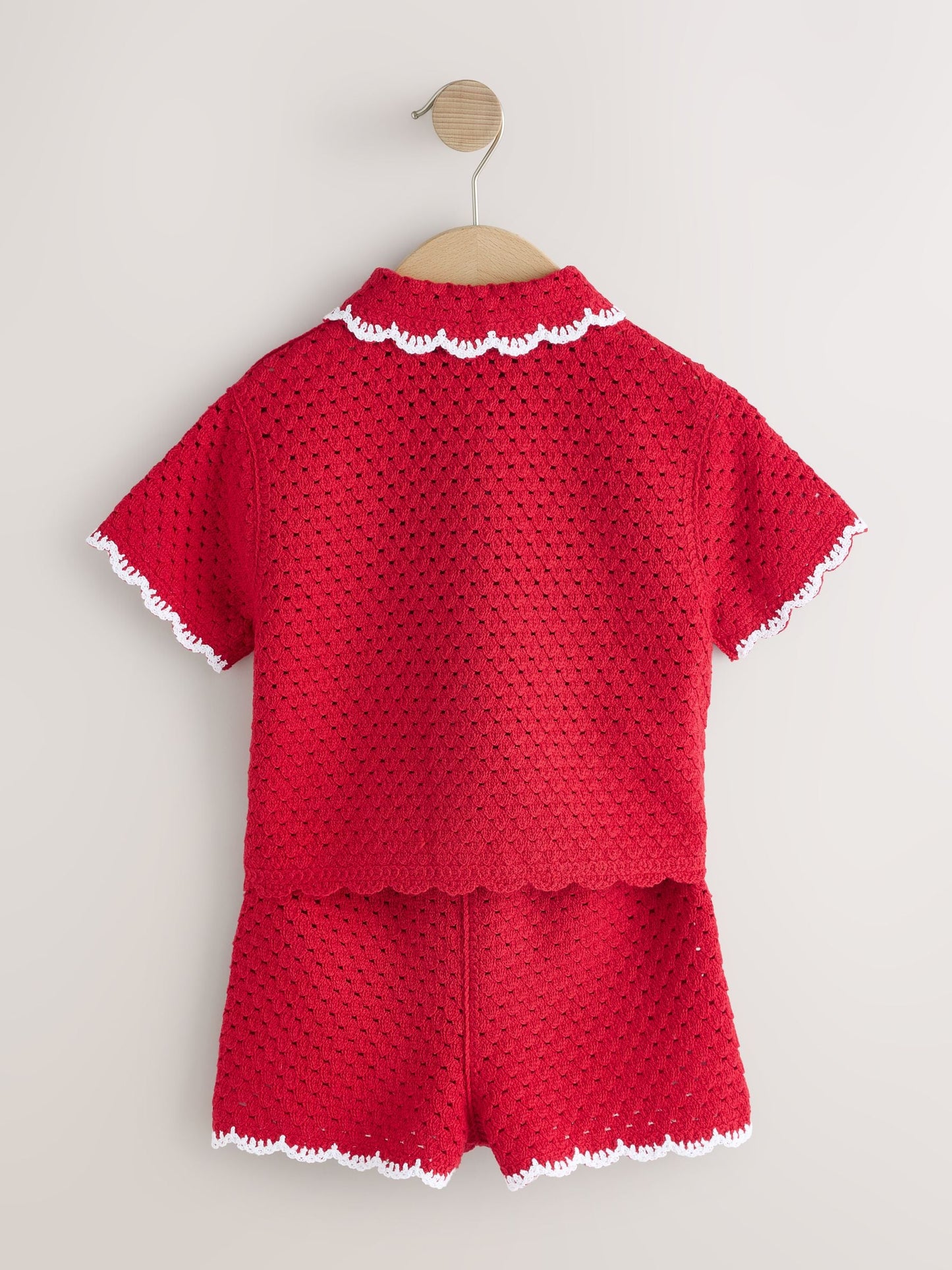 Red Scallop Edge Crochet Set (3mths-7yrs) image 7