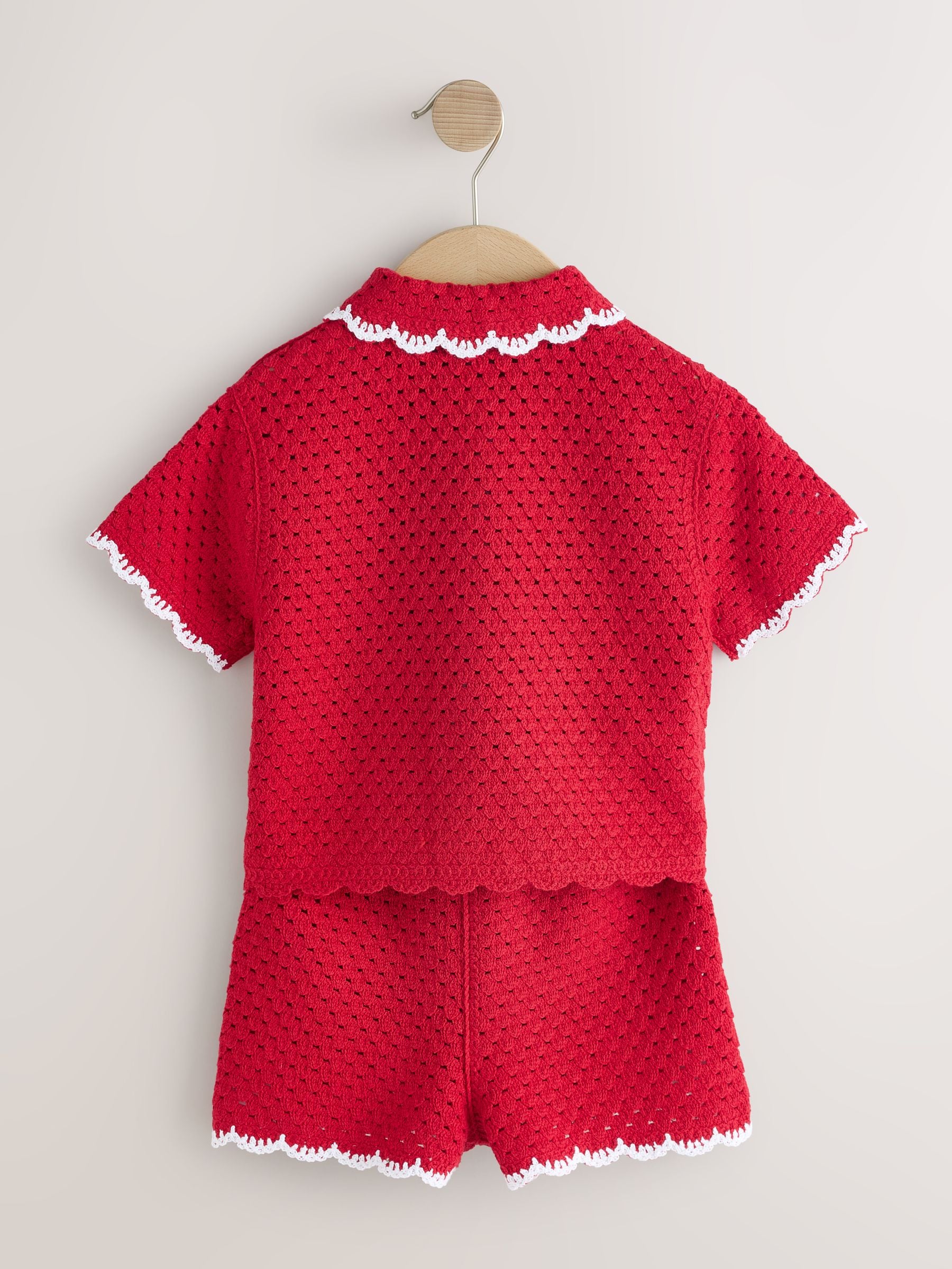 Red Scallop Edge Crochet Set (3mths-7yrs) image 7