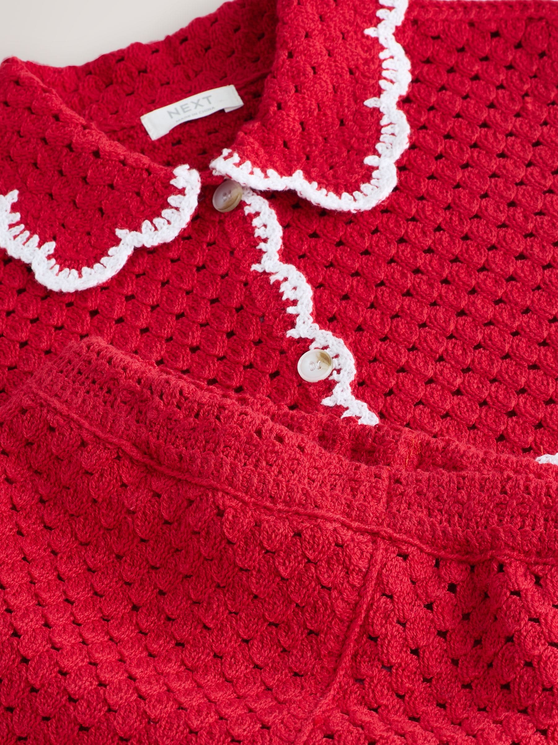 Red Scallop Edge Crochet Set (3mths-7yrs) image 8