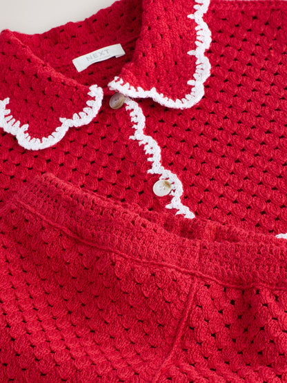 Red Scallop Edge Crochet Set (3mths-7yrs) image 8