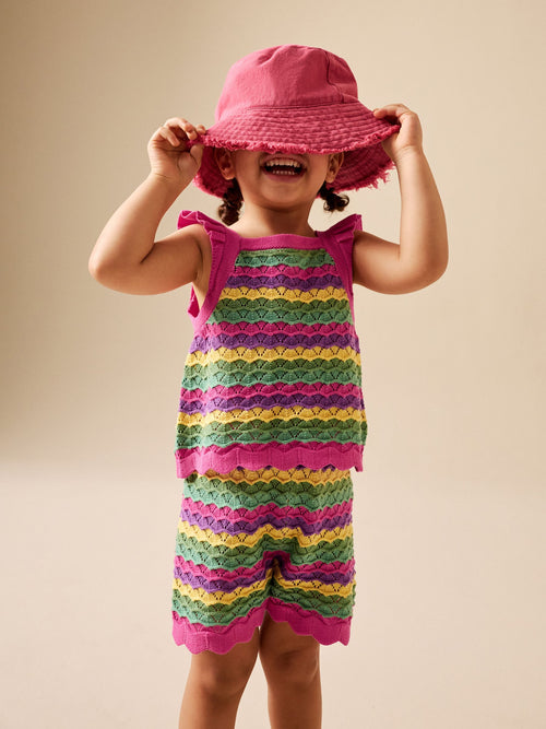 Dsiney Kidz - Bright Stripe Knitted Top And Shorts Set (3mths-7yrs) image 1