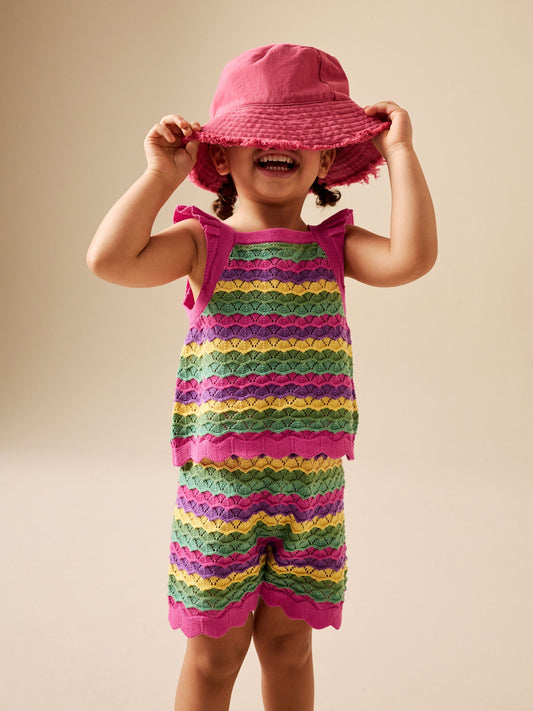 Bright Stripe Knitted Top And Shorts Set (3mths-7yrs) image 1