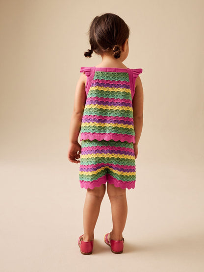 Bright Stripe Knitted Top And Shorts Set (3mths-7yrs) image 3