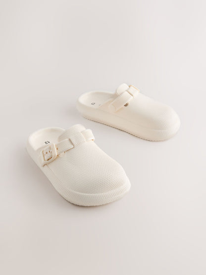 Cream Buckle Clogs image 1