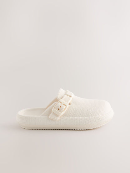 Cream Buckle Clogs image 2