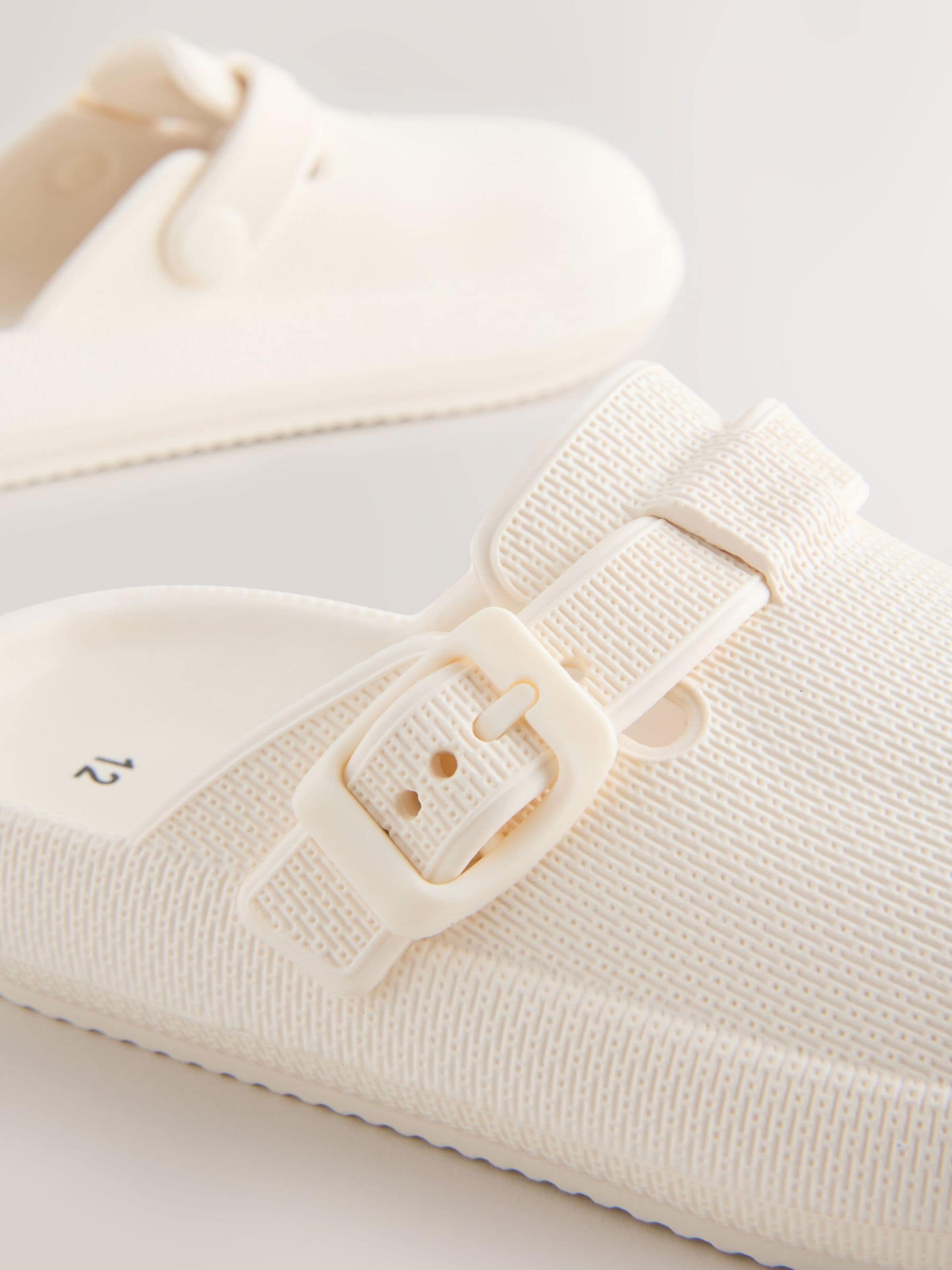 Cream Buckle Clogs image 4