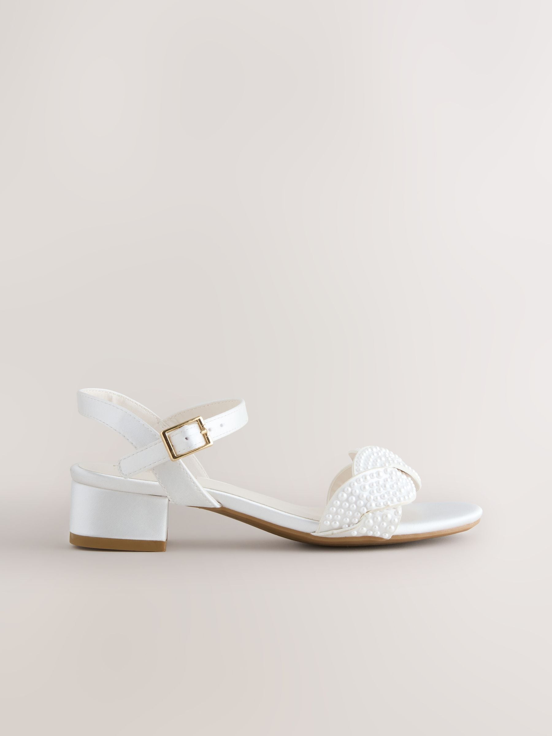 White Pearl Effect Heeled Sandals image 2