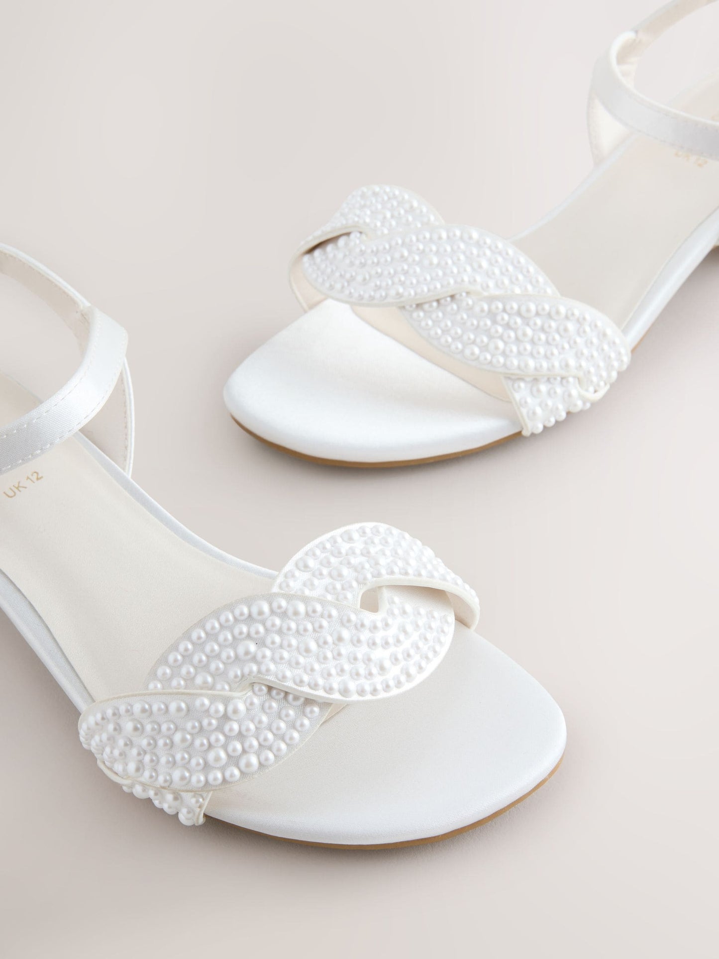 White Pearl Effect Heeled Sandals image 4