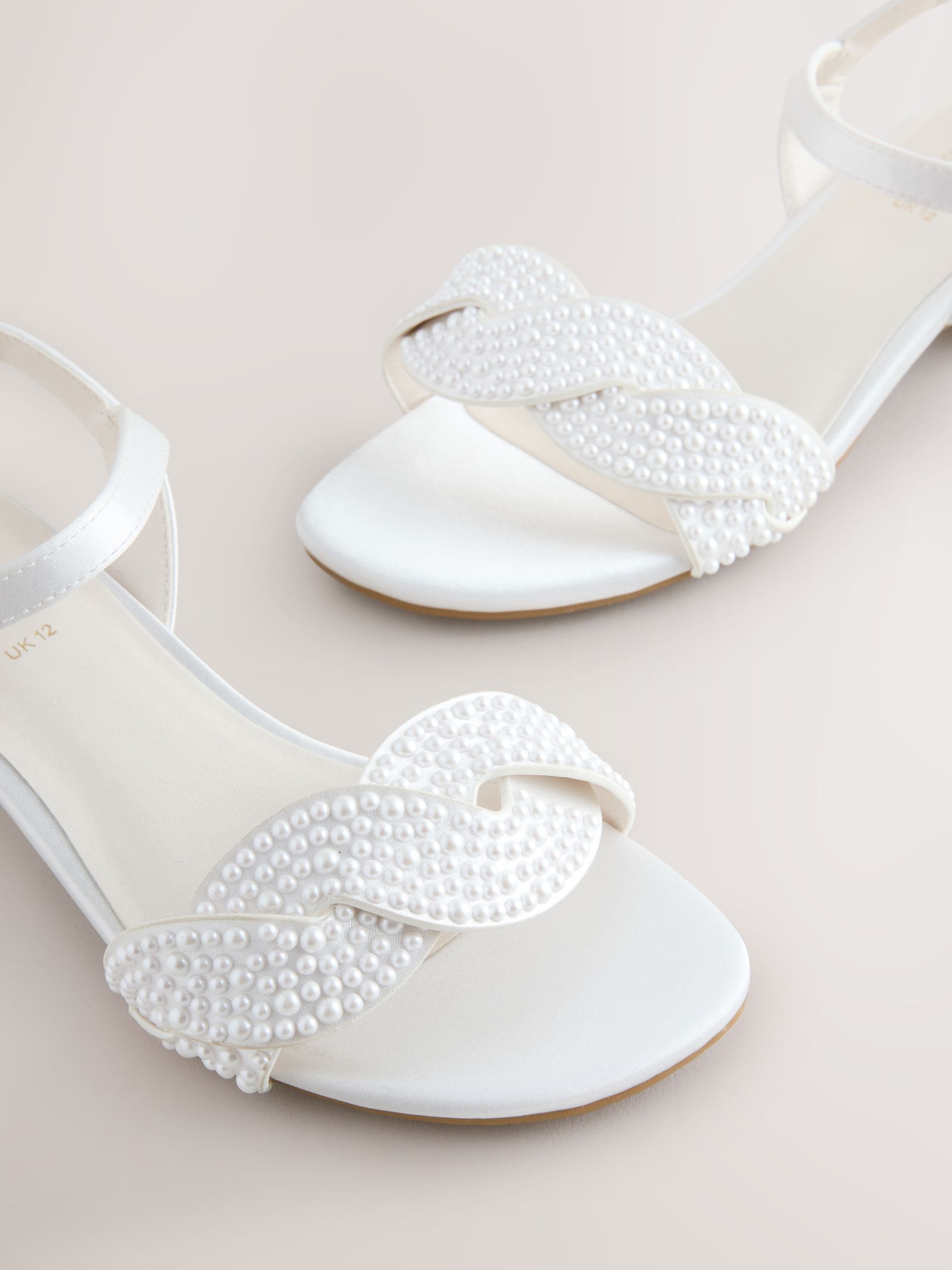 White Pearl Effect Heeled Sandals image 4