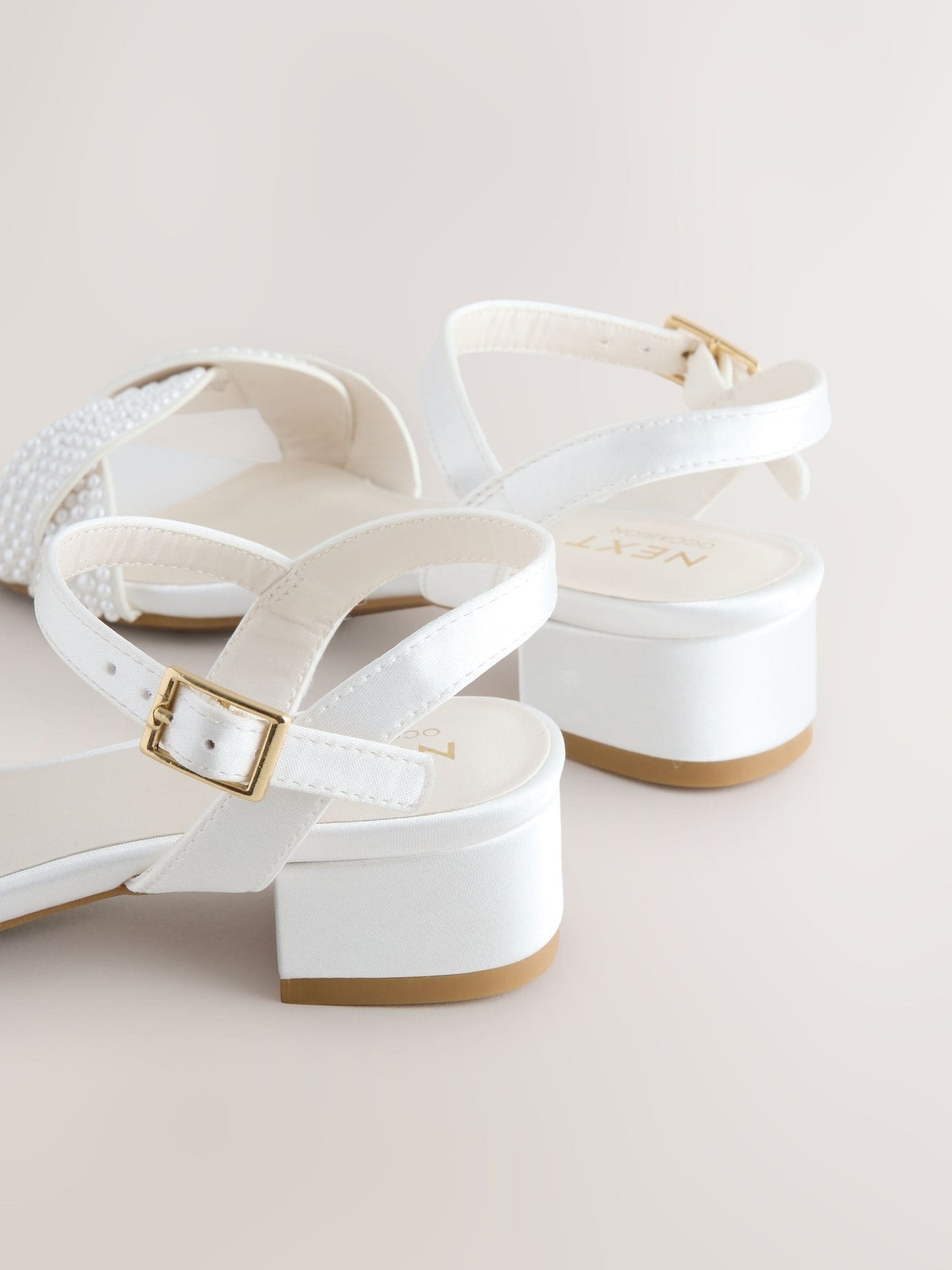 White Pearl Effect Heeled Sandals image 5