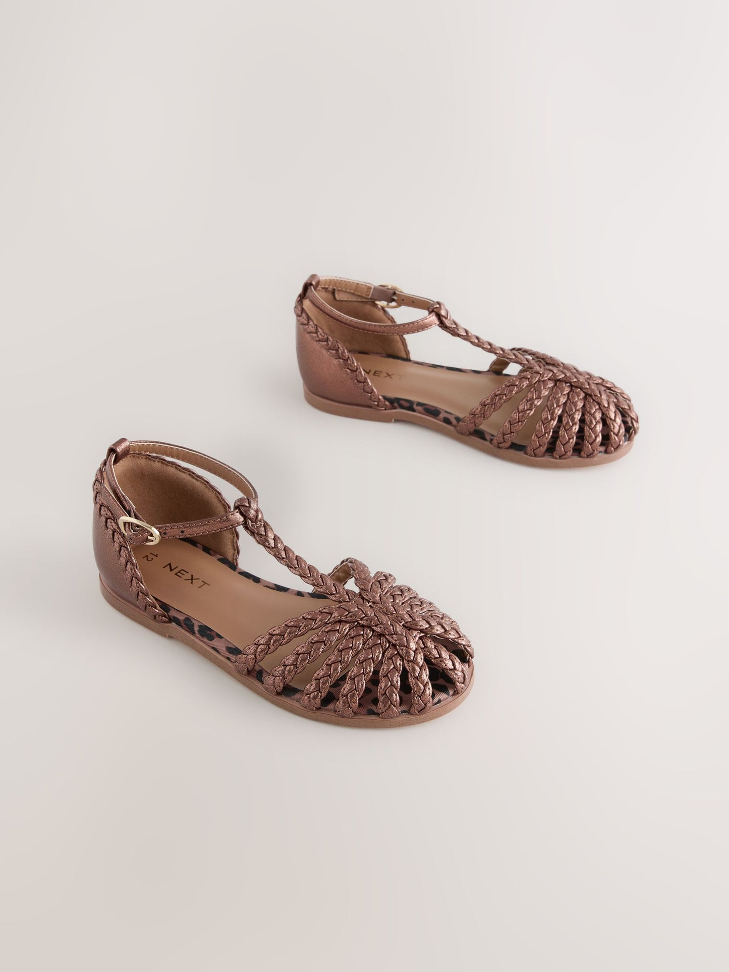 Bronze Metallic Plaited Fisherman Sandals image 1