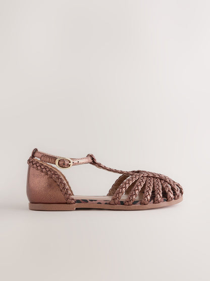 Bronze Metallic Plaited Fisherman Sandals image 2