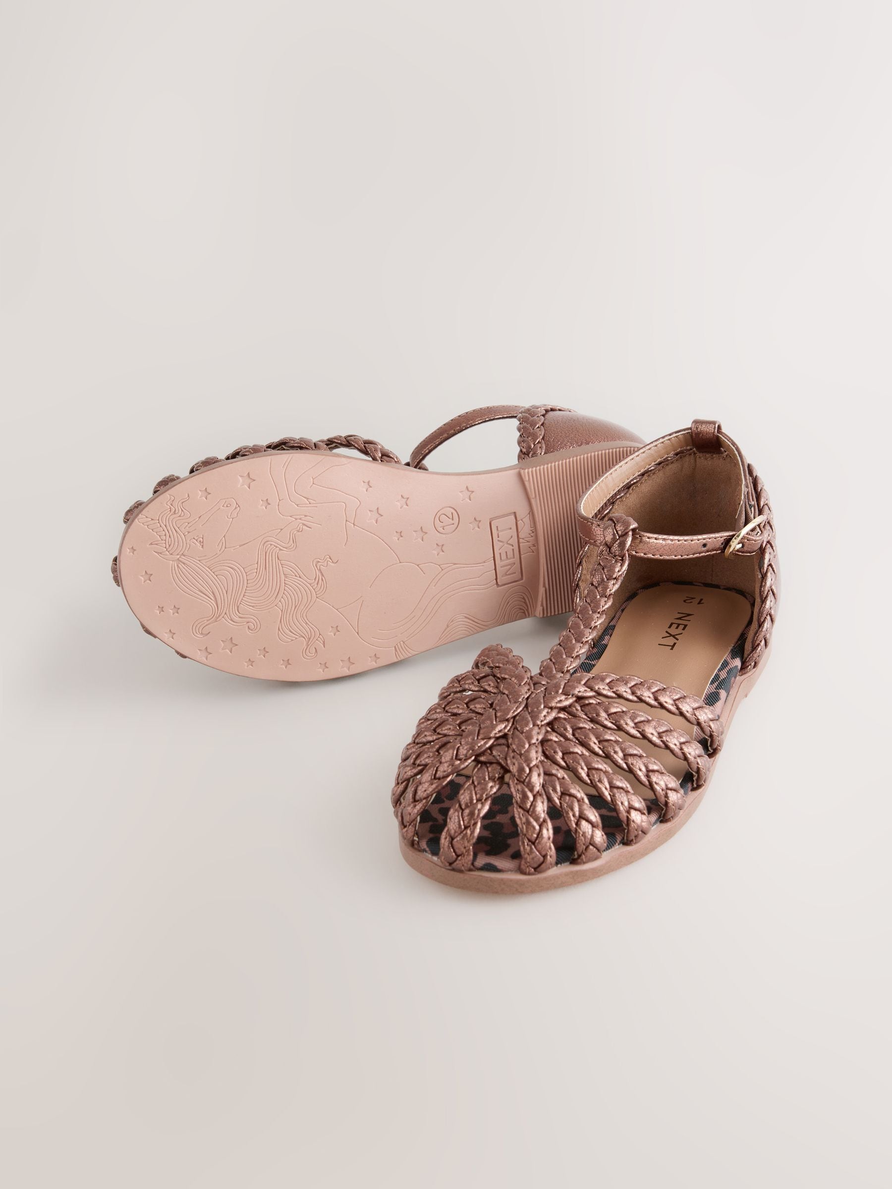 Bronze Metallic Plaited Fisherman Sandals image 3