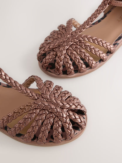 Bronze Metallic Plaited Fisherman Sandals image 4
