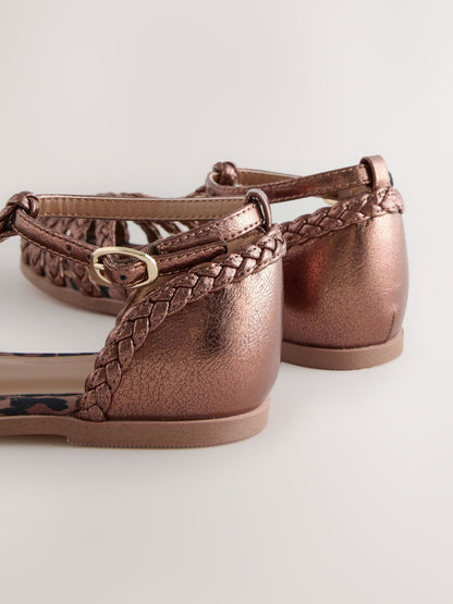 Bronze Metallic Plaited Fisherman Sandals image 5