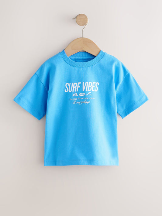 Blue/Navy/Green/Red/White Small Short Sleeve Graphic T-Shirts 5 Pack (3mths-7yrs) image 2