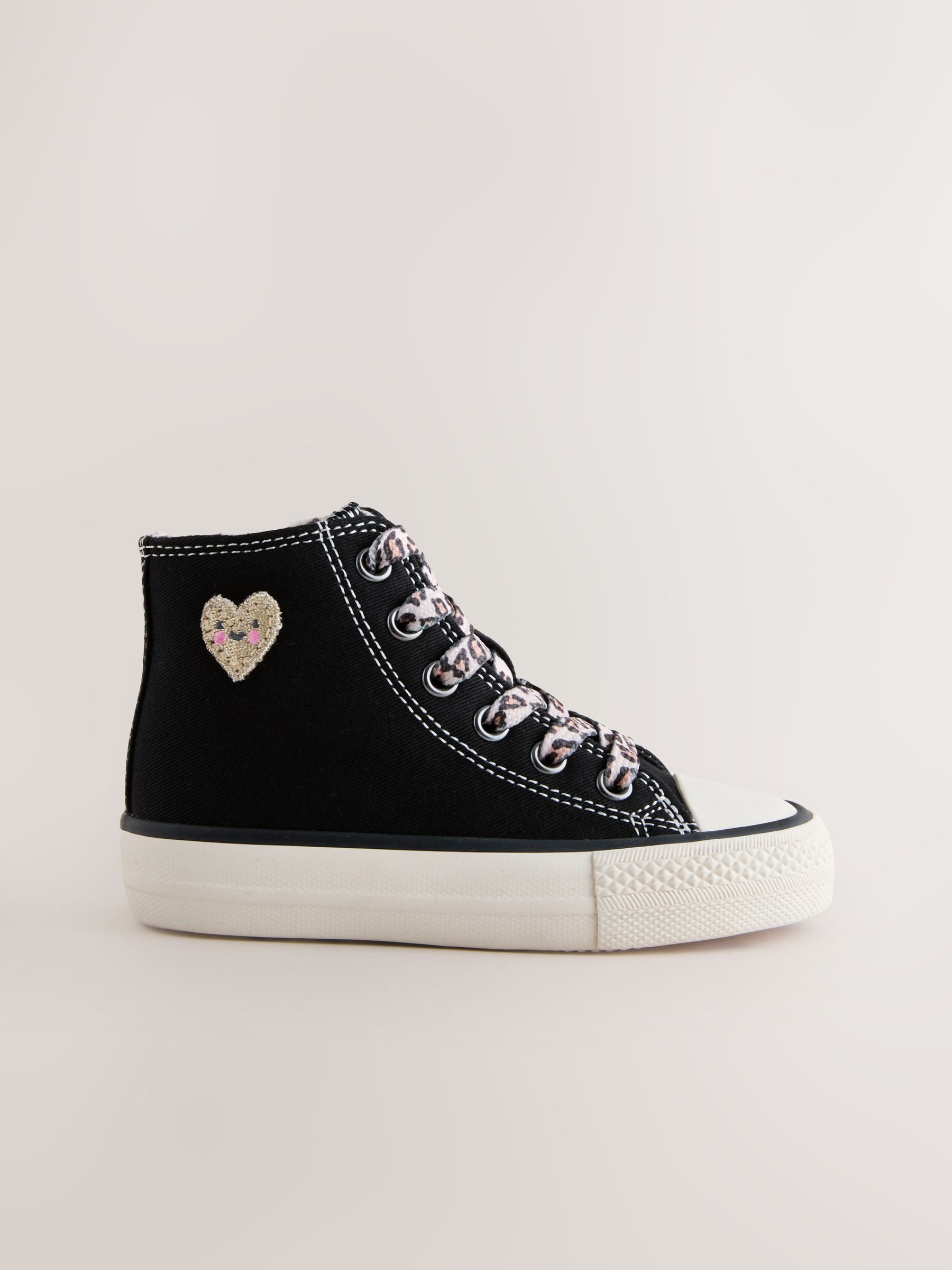 Black/Animal Wide Fit (G) High Top Trainers image 2