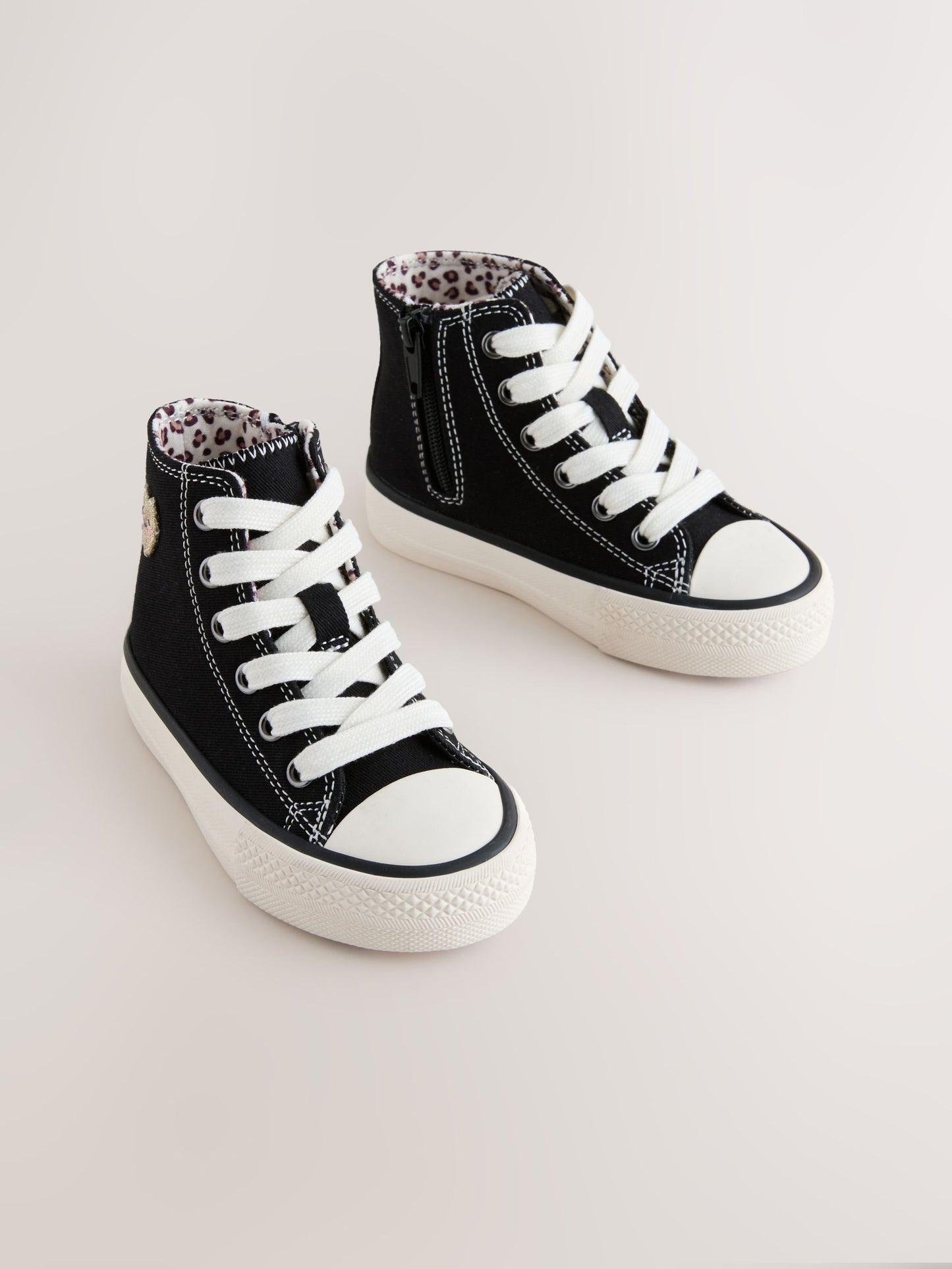 Black/Animal Wide Fit (G) High Top Trainers image 4