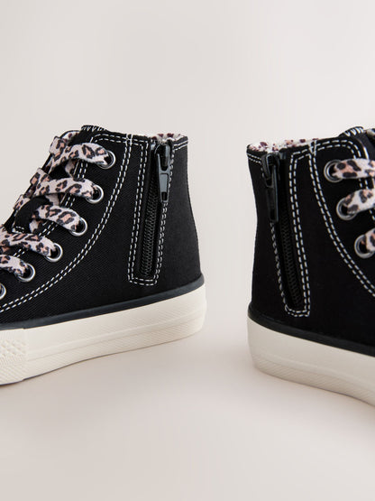 Black/Animal Wide Fit (G) High Top Trainers image 6