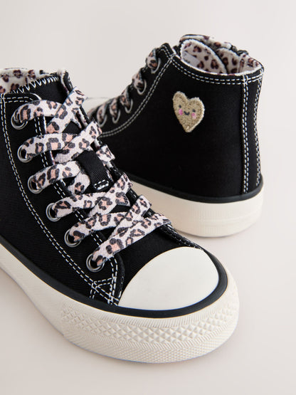 Black/Animal Wide Fit (G) High Top Trainers image 7