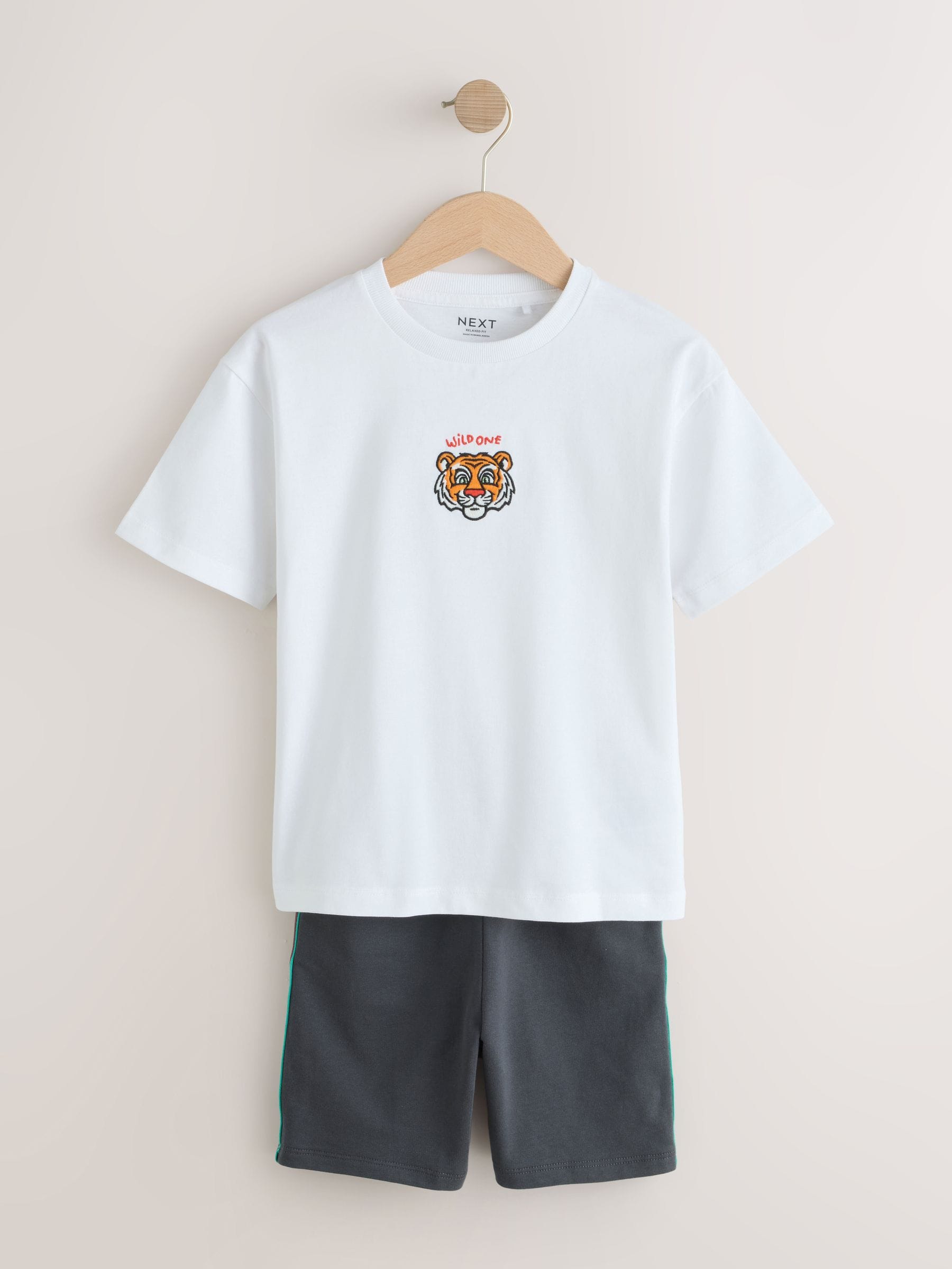 White Tiger Short Sleeve T-Shirt and Shorts Set (3mths-7yrs) image 1