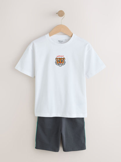 White Tiger Short Sleeve T-Shirt and Shorts Set (3mths-7yrs) image 1